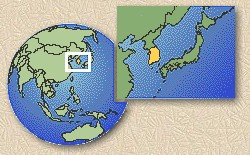 Location of Korea on map of the world