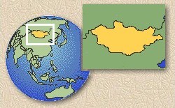 Location of Mongolia on map of the world